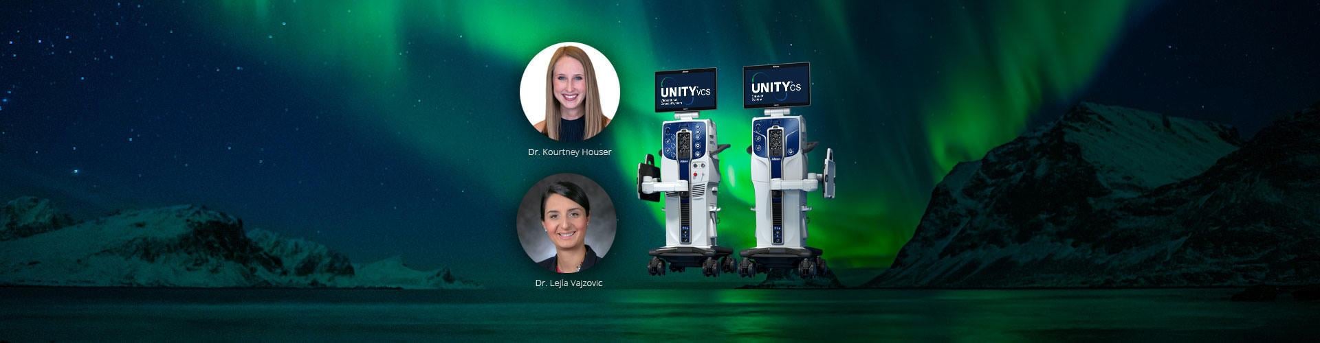 Two doctors next to Unity surgical equipment