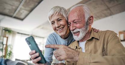 Couple enjoying technology