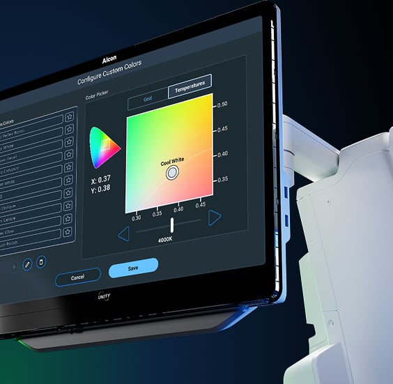 UNITY M touchscreen interface for configuring custom illumination colors