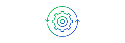 Optimization icon with gear and circular arrows