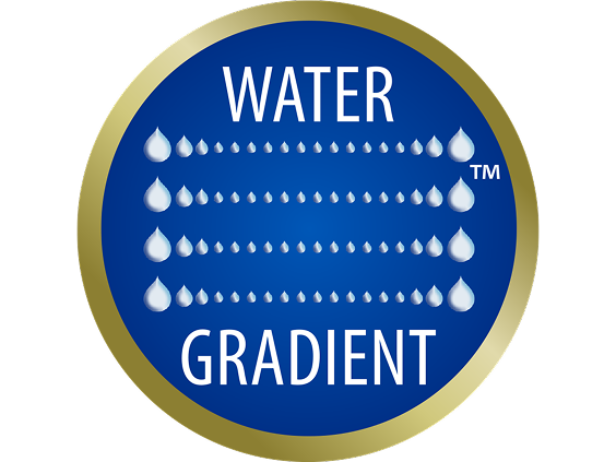 Water Gradient badge with water droplet design