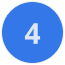 Blauw cirkelpictogram met het cijfer 4 in het midden, dat de vierde stap in een proces aangeeft