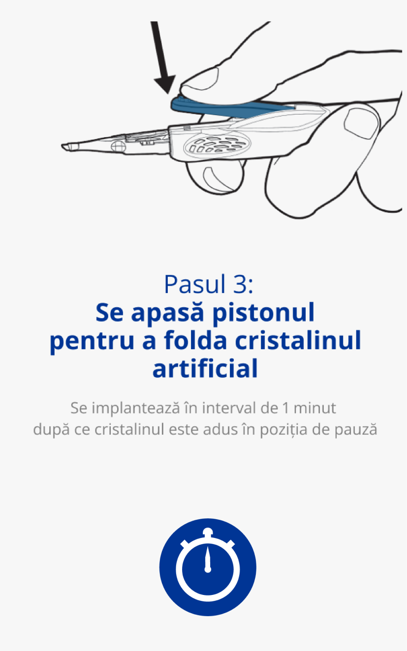 Illustration of a hand holding an AutonoMe Delivery System. A black arrow points towards the device to indicate a pushing down movement.