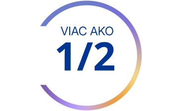 Kruhový graf s textom „Viac ako 1/2“