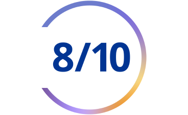 Kruhový graf s textom „8 z 10“