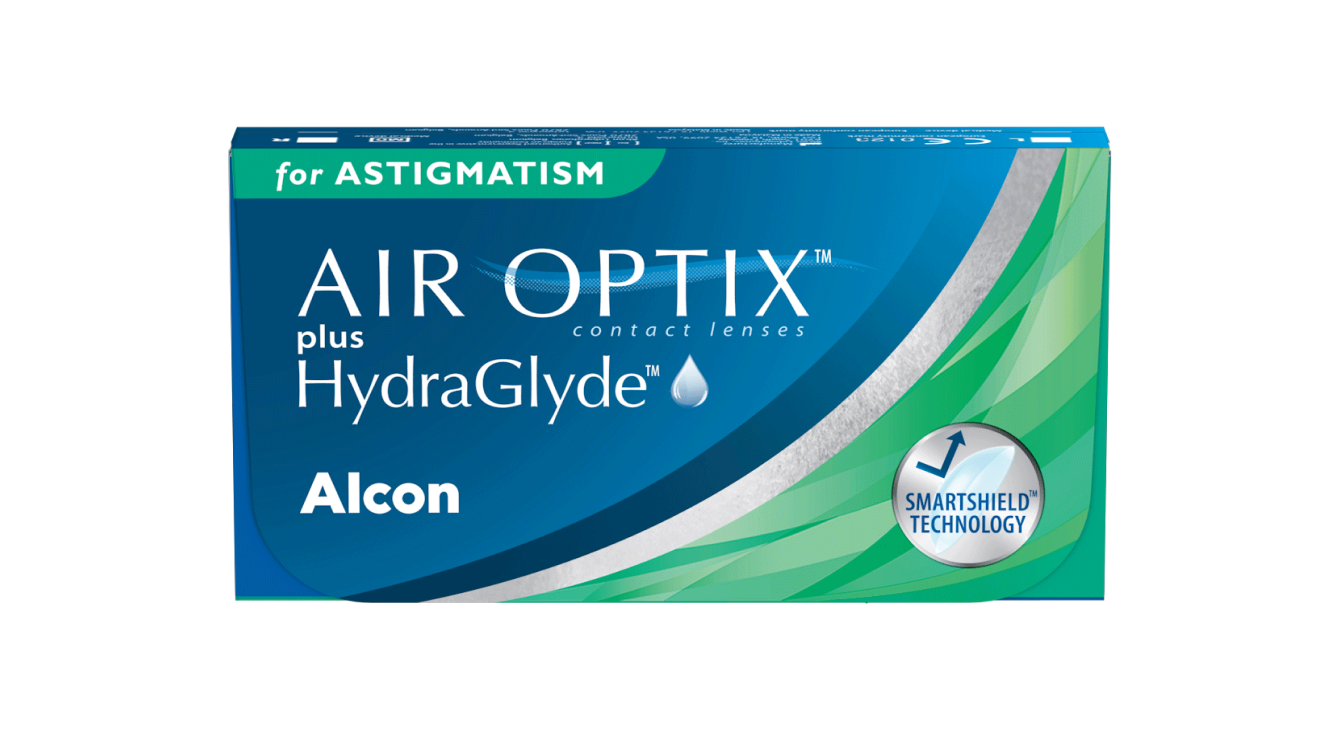 AIR OPTIX plus HydraGlyde Toric contact lens packshot