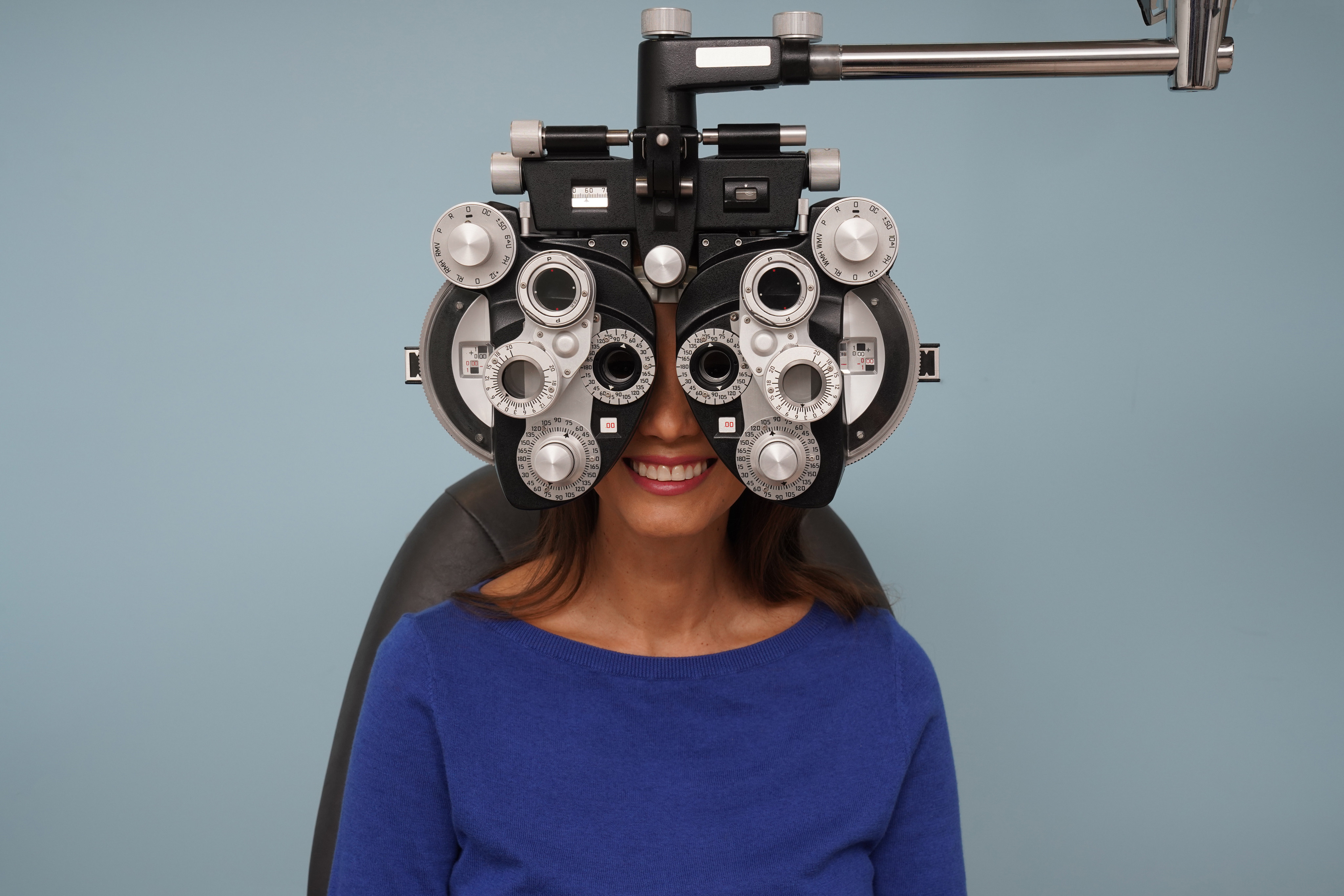 woman during the eye test