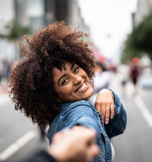 Brunette woman wearing denim