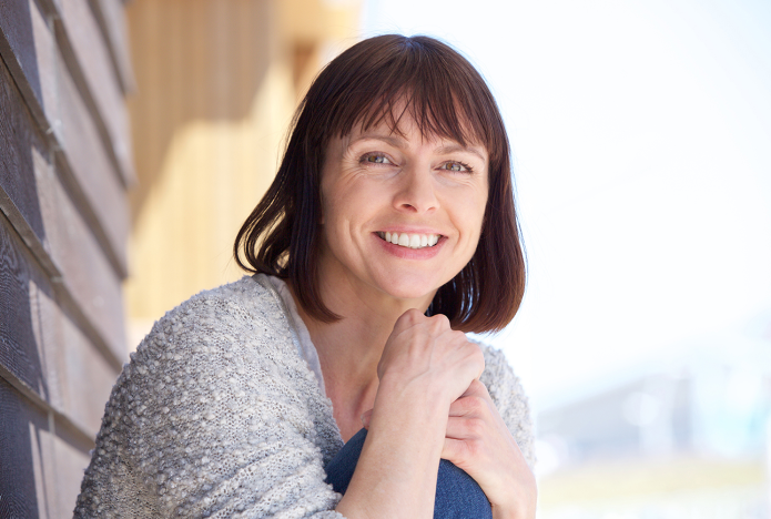 Woman sitting outside