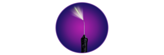 VEKTOR Laser probe on a purple circle.