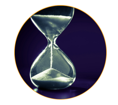 An image of an hourglass on a black background
