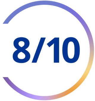 Graphic with text: 8 out of 10