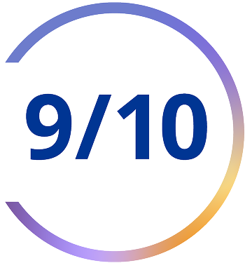 Graphic with text: 9 out of 10