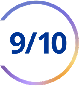 Graphic with text: 9 out of 10