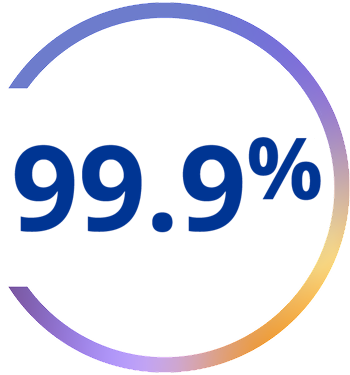 Graphic with text: 99.9%