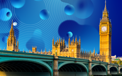 Image of the city with blue background