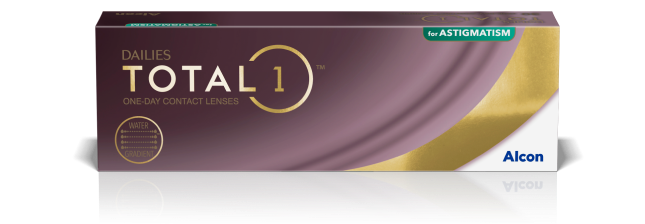 Dailies Total1 for Astigmatism One-Day Contact Lenses product box by Alcon