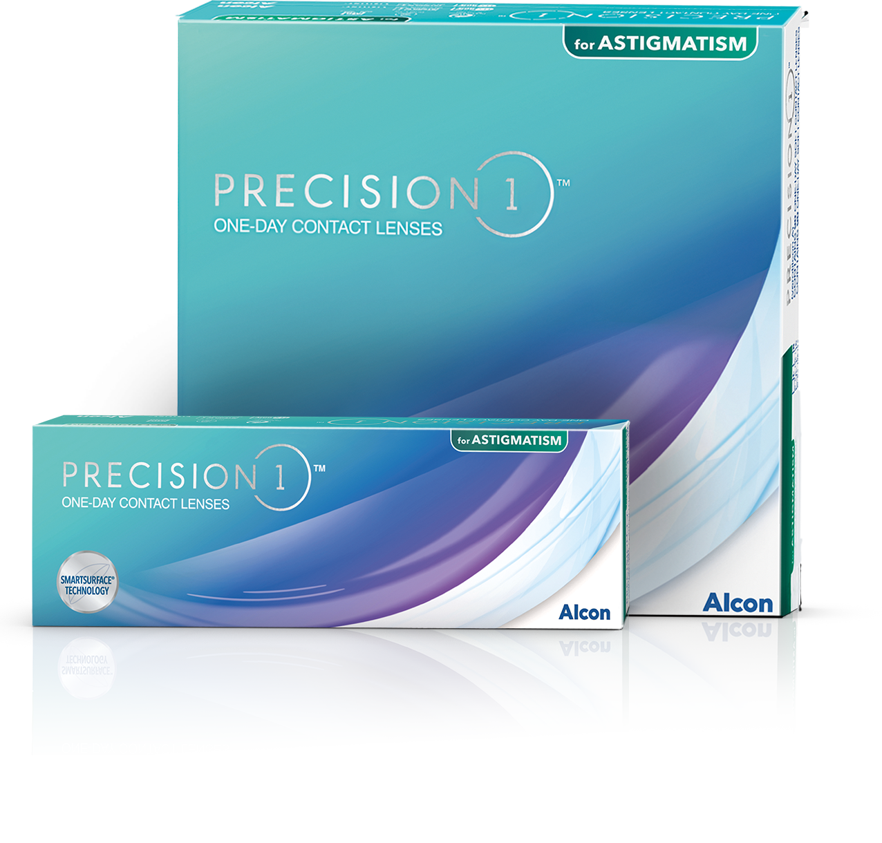 Precision1 for Astigmatism daily contact lenses product boxes